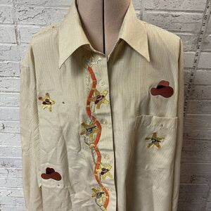 Fabrizio Vintage Embroidered Western Button Up Long Sleeve Shirt Large